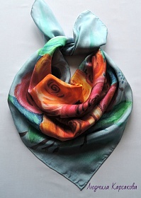 Silk shawl "Watercolor roses"