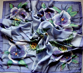 Silk shawl "Lilac summer"