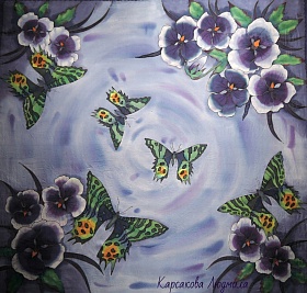 Silk shawl "Lilac summer"