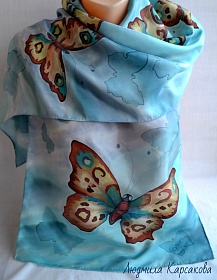 Silk scarf "Heaven's butterfly"