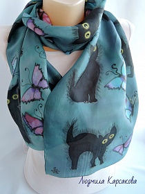 Silk scarf "Kittens"