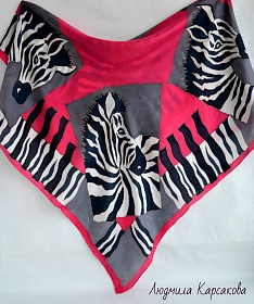 Silk shawl "Happy zebras"