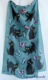 Silk scarf "Kittens"