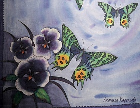 Silk shawl "Lilac summer"