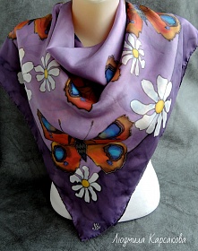 Silk shawl "Summer of chamomiles"