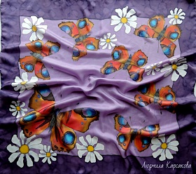 Silk shawl "Summer of chamomiles"