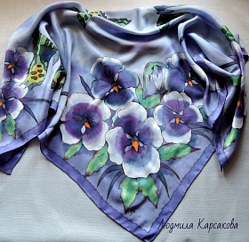 Silk shawl "Lilac summer"