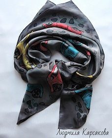Silk shawl "Retro cars"