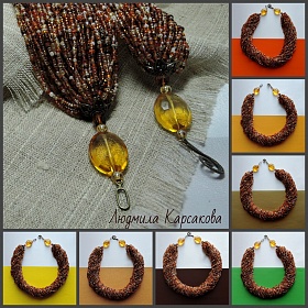 Beaded necklace "Golden caramel"