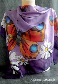 Silk shawl "Summer of chamomiles"